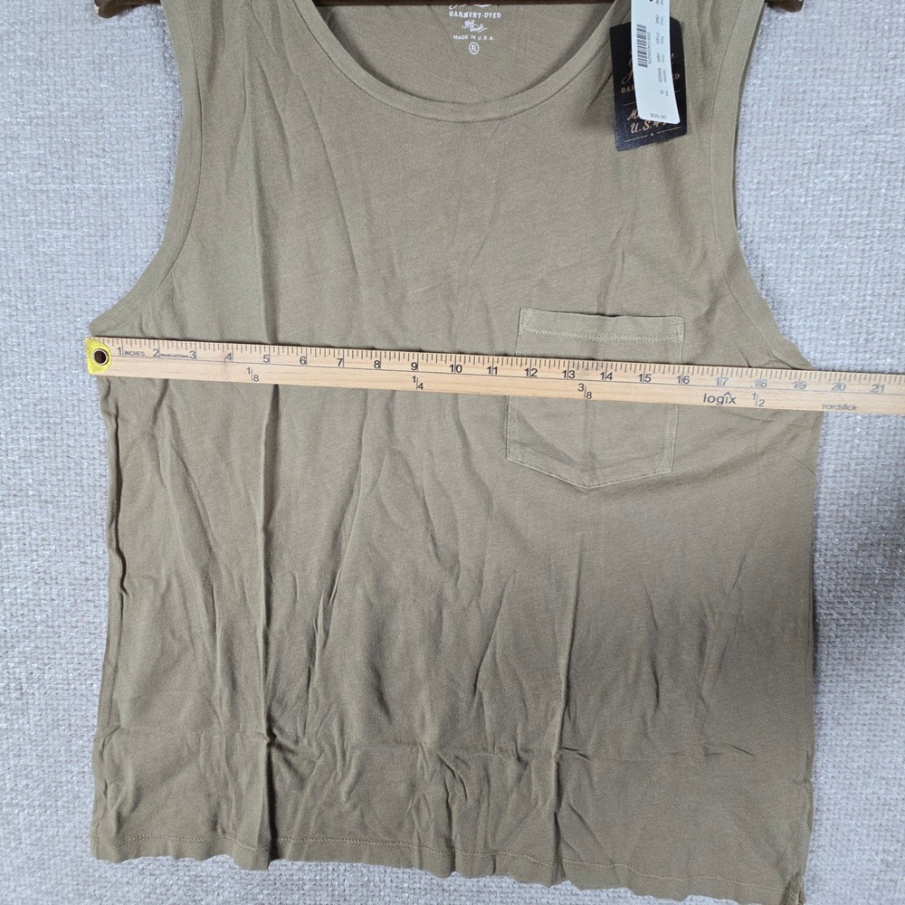 J.Crew Garment-Dyed Cotton Pocket Tank Top Olive Green F1431 Made in USA XL - Picture 6 of 10